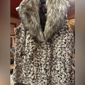 Adrian Landau Faux Fur Vest with Shawl Collar